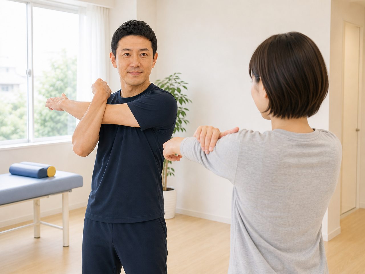 セルフケアの動きを説明する院長